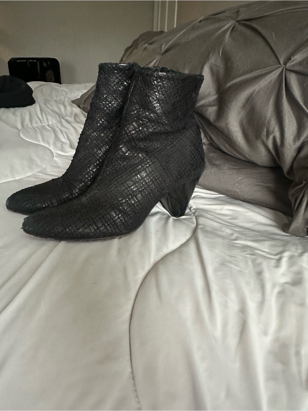 Black leather ankle boots